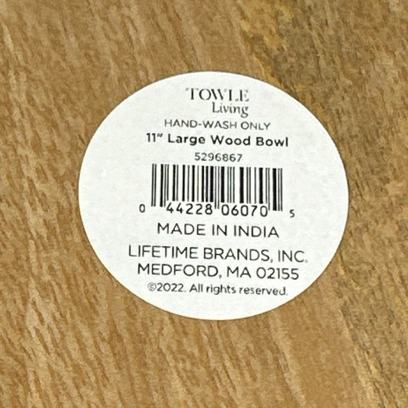 NEW Towle Living MANGO WOOD & BLACK Large Round Serving Bowl - Picture 6 of 6
